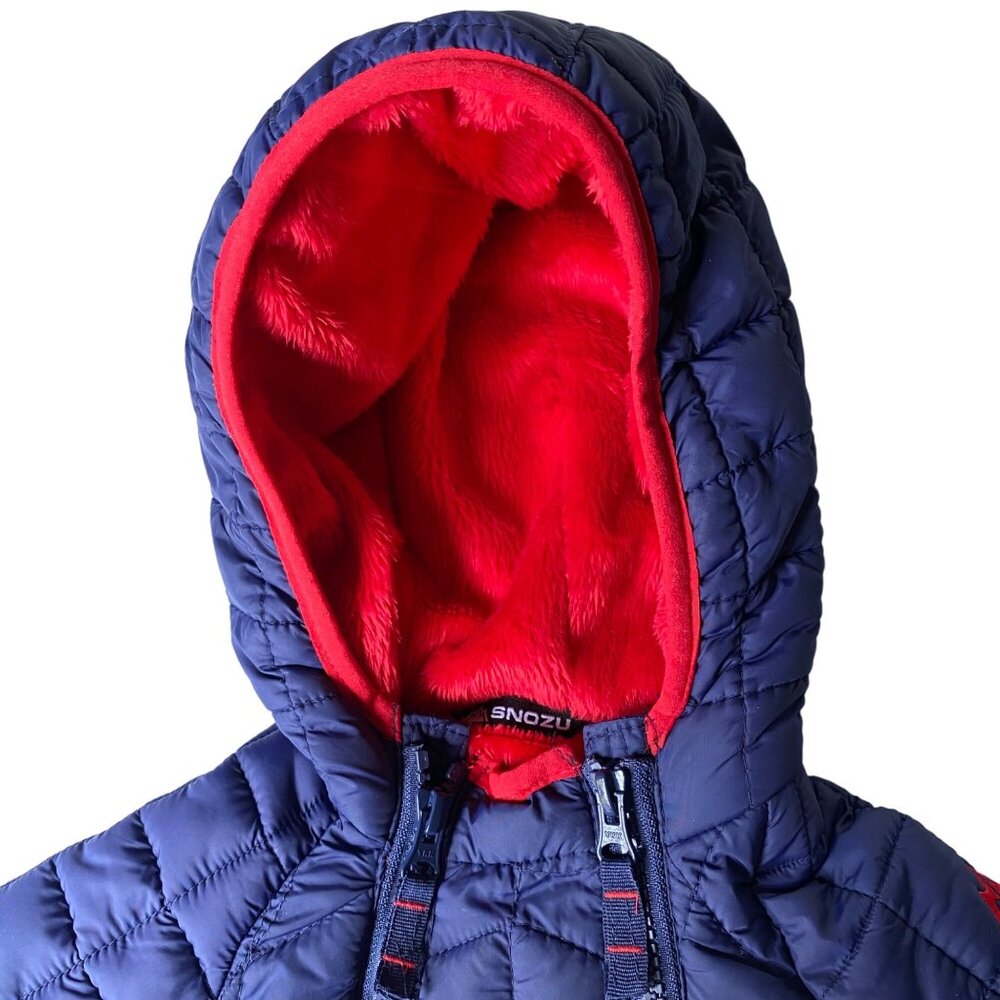 SNOZU Hooded Snowsuit Baby 9-12 Mo Puffer Bunting Blue Fleece Lined Zip Unisex - Picture 13 of 14